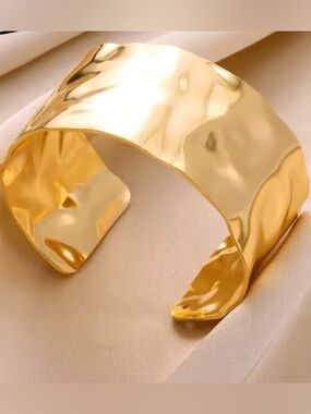 Gold Stainless Steel Statement Cuff Bangle
